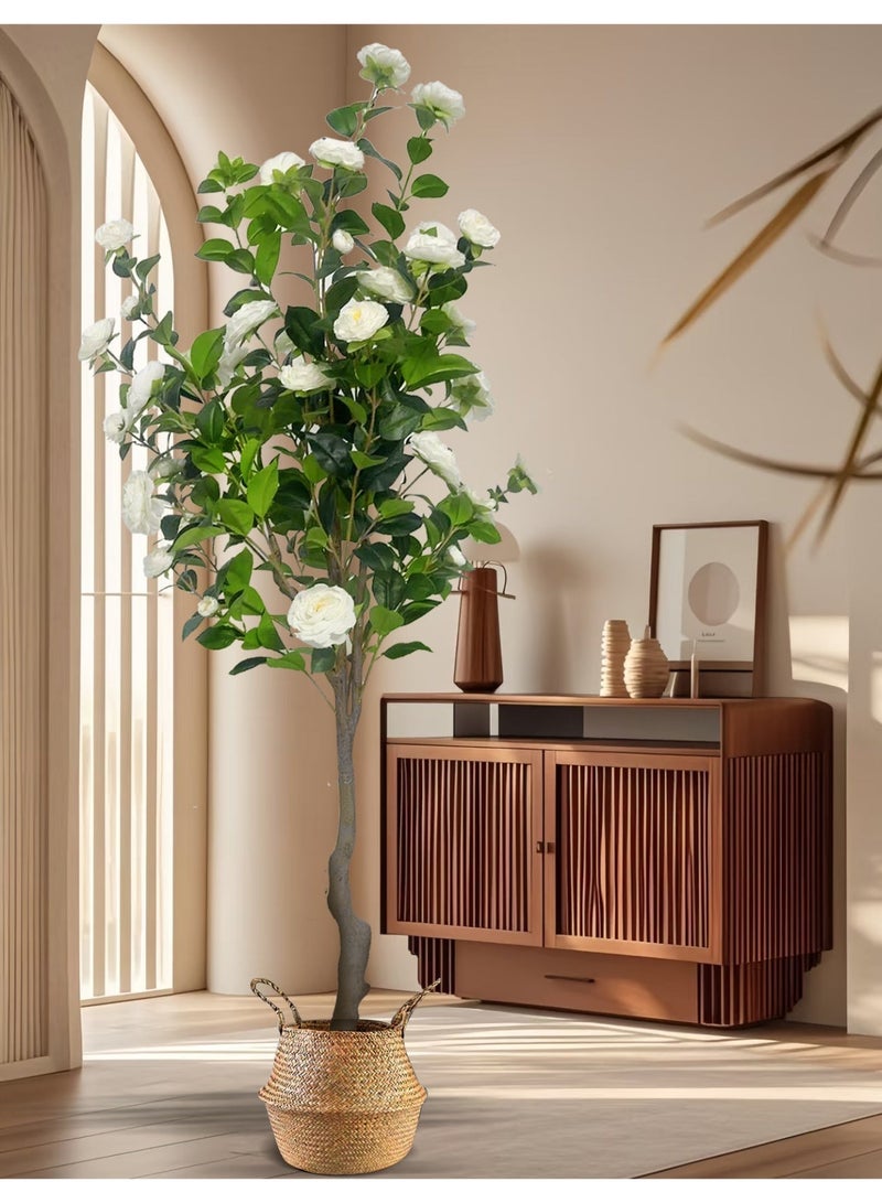 High simulation mountain camellia 180cm branch gardenia fake flower white home decoration restaurant living room bedroom simple wedding light luxury - Image 1