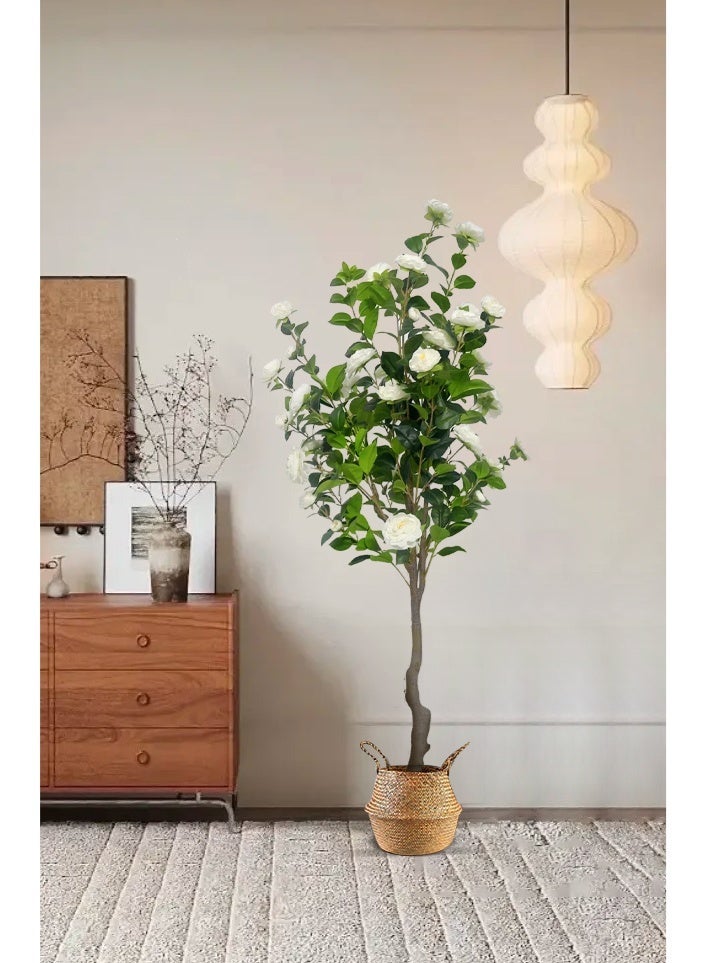 High simulation mountain camellia 180cm branch gardenia fake flower white home decoration restaurant living room bedroom simple wedding light luxury - Image 5