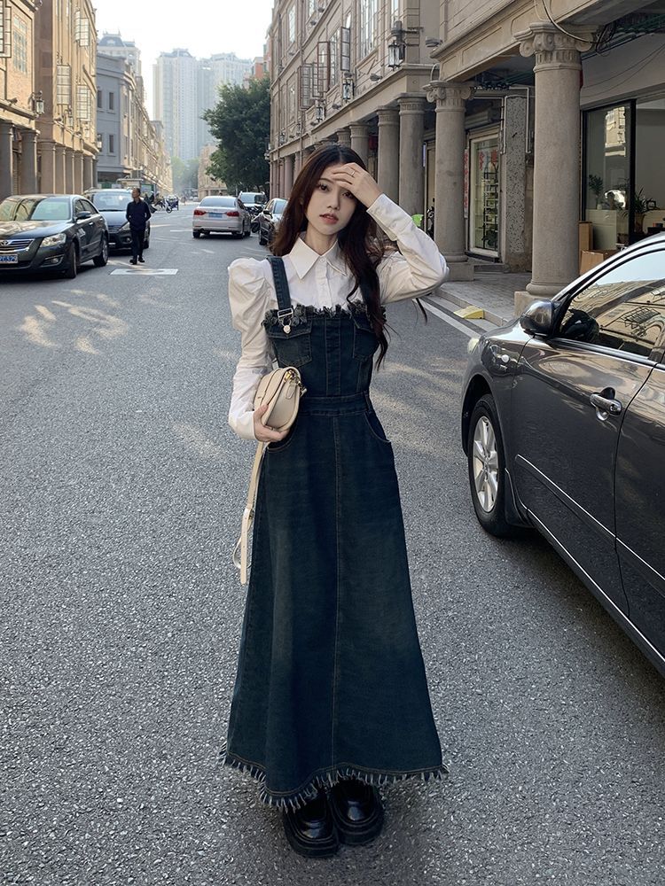 2023 Spring Denim Overalls Dress Slimming Two-piece suit