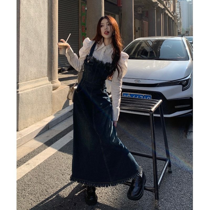 2023 Spring Denim Overalls Dress Slimming Two-piece suit - Image 5