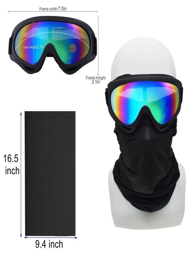LJDJ Motorcycle Goggles,4 Pack Dirt Bike ATV Motocross Riding Offroad Protective with 4 Pack Neck Breathable Bandana Mask for Men Women Kids Youth Adult - Image 2