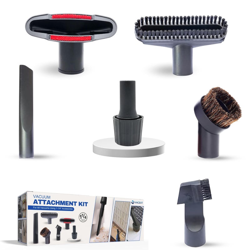 125 Inch Vacuum Brush Attachment Kit with Hose Adapter Fit Vacuums Using 114 Accessories WandHose Outer Diameter 125 For Small Shop Vacs Horse Hair Dust Brush and More 6 Pack