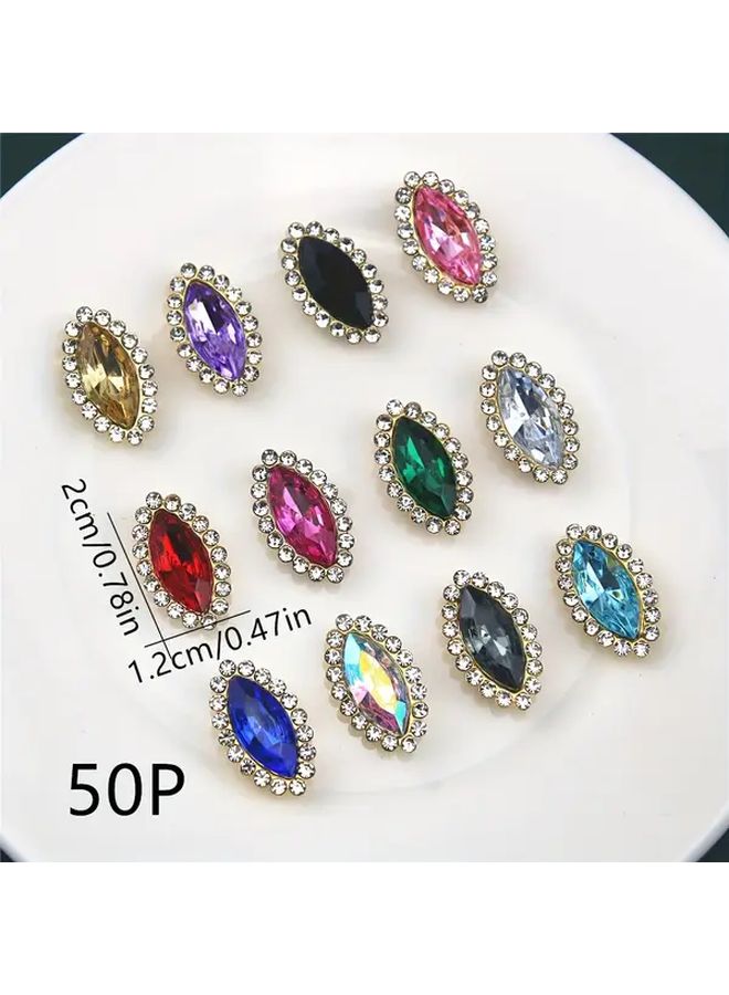 50pcs Blue Horse Eye Ring Drill Decoration Hand Sewing Accessories For Clothing Hat Shoes - Image 2
