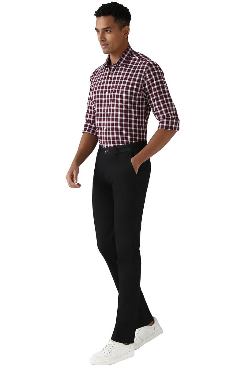 Peter England Men Polycotton Checkered Slim Fit Shirt (PCSFSSLPR29947_Wine, 39 - Image 5