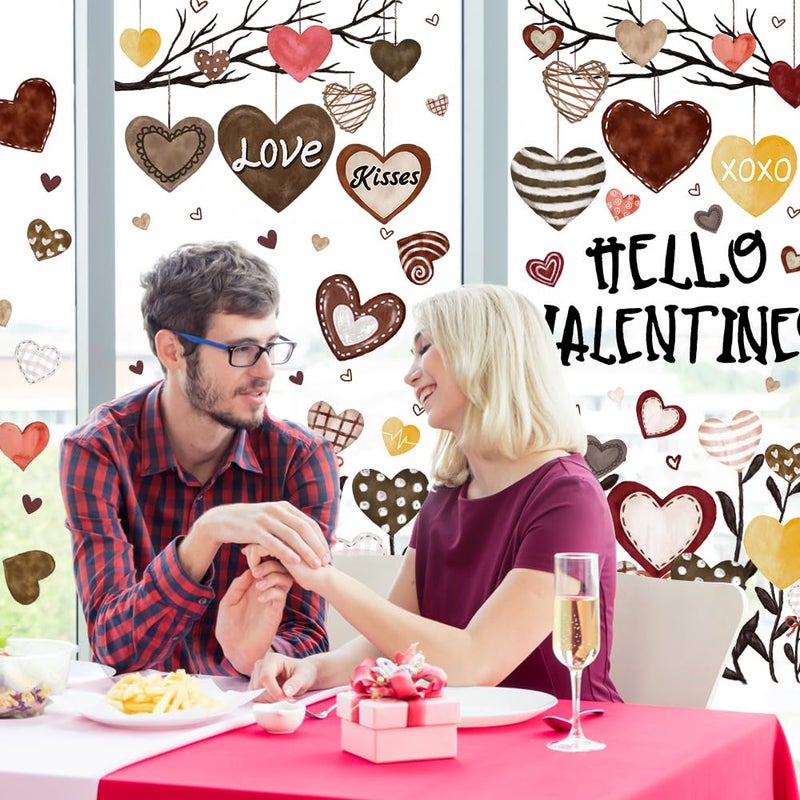 Vellibring 6 Sheet Valentineâ€™s Day Window Clings Decorations Double-Sided Heart Window Sticker Removable Reusable Valentineâ€™s Day Window Cling Decals for Home Wedding Anniversary Party Decors - Image 4
