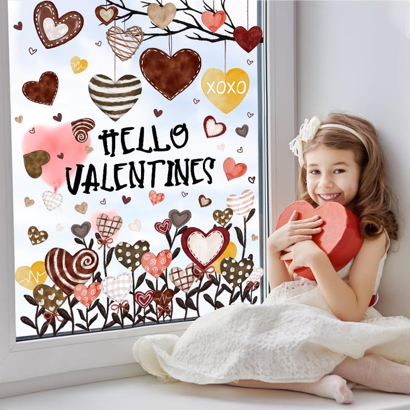 Vellibring 6 Sheet Valentineâ€™s Day Window Clings Decorations Double-Sided Heart Window Sticker Removable Reusable Valentineâ€™s Day Window Cling Decals for Home Wedding Anniversary Party Decors - Image 5