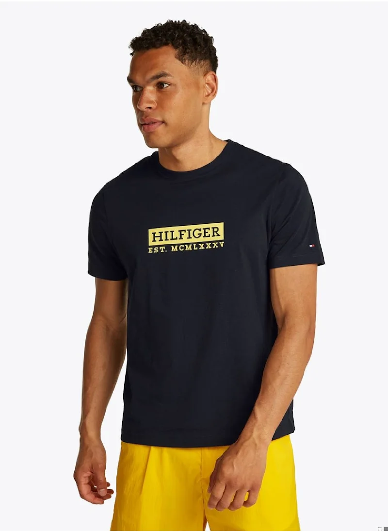 TOMMY HILFIGER Men's Graphic T-Shirt - Cotton, Blue