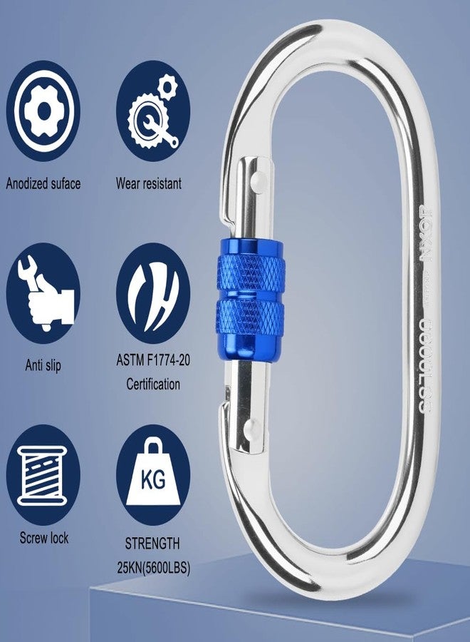 Kvittra Auto Locking Carabiner Heavy Duty Carabiner, Carabiner Clips(25KN=5600 lbs), Large Carabiner Clip for Keychains,Hammock,Camping, Gym, Hiking, Outdoor,Dog Leash (Silver 4) - Image 3
