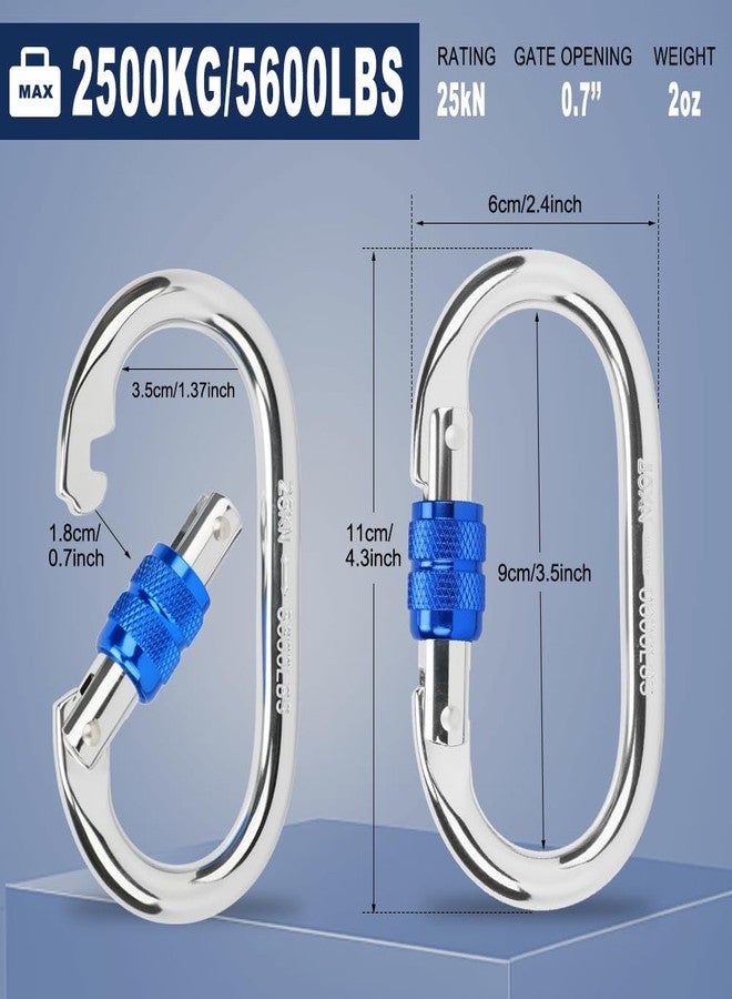 Kvittra Auto Locking Carabiner Heavy Duty Carabiner, Carabiner Clips(25KN=5600 lbs), Large Carabiner Clip for Keychains,Hammock,Camping, Gym, Hiking, Outdoor,Dog Leash (Silver 4) - Image 2