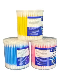 Star Cotton Swabs 200 Pieces - Soft & Flexible Ear Buds - 100% Pure Cotton Double-Ended Cotton Buds - Premium Quality Disposable Swabs - For Babies, Personal Care & Cleaning - Assorted Colors  - Image 5