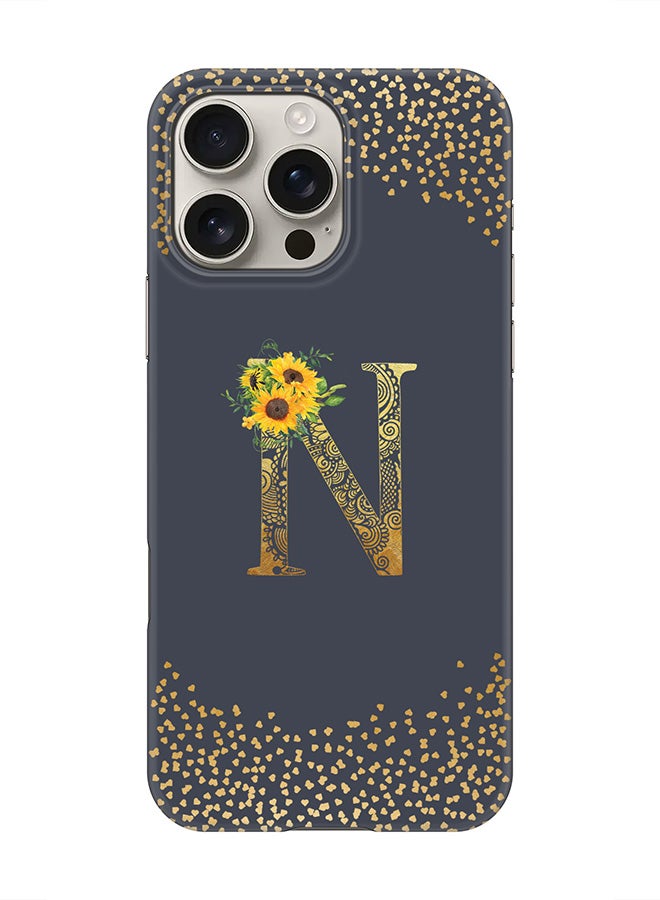 Stylizedd For iPhone 16 Pro Max,Case, [Compatible with MagSafe] Magnetic cover Slim fit Protection Matte, - Custom Floral Monogram - N  (Grey ) - Image 1