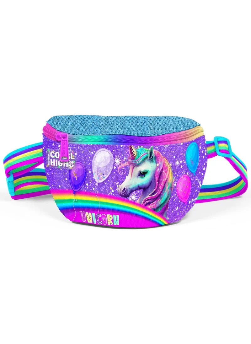 كورال هاي Kids Purple Pink Glittery Unicorn Patterned Waist Bag 11555