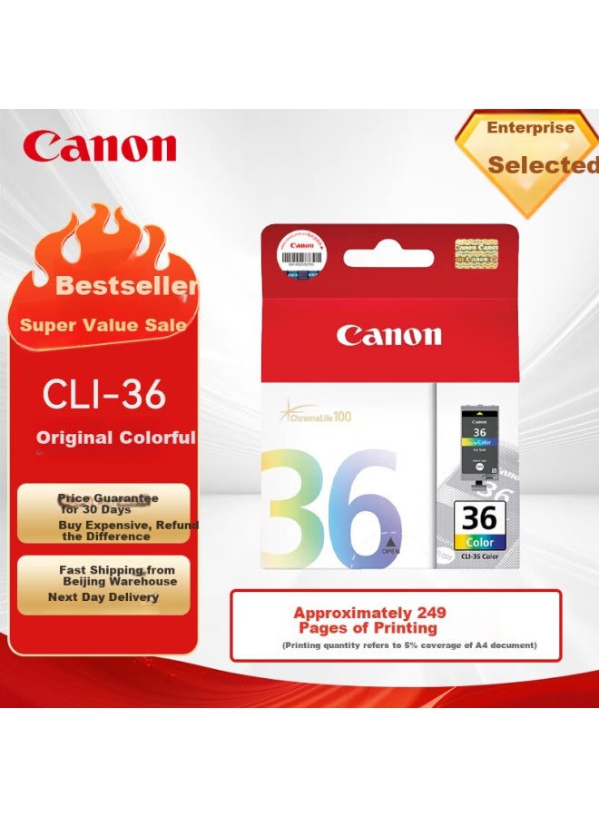 كانون Canon Cli-36 خرطوشة حبر ملون أصلية لطابعات Canon Pixma Ip100 Ip110 Tr150 - Image 1