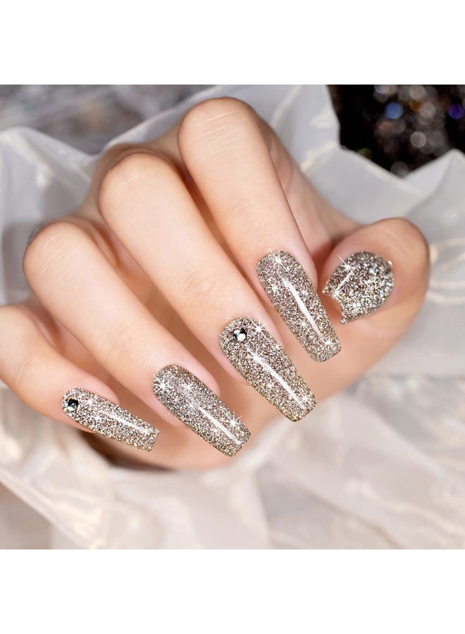 RARJSM Reflective Glitter Gel Polish,Flash Dimond Nude Brown Nail Polish Winter Colors Sparkly Shiny Nail Art UV LED Curing Need Nail Gel for Manicure DIY and Salon 7.5ML - Image 3