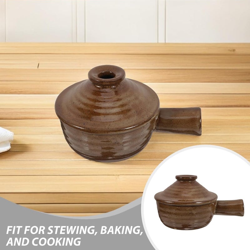 2pcs Microwave Safe Clay Cooking Pots with Lids, Chinese Ceramic Casserole Soup Bowls, Kitchen Clay Cookware for Stewing, Baking, and Serving - Image 3