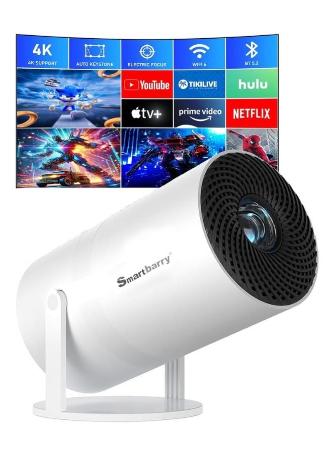 Smartberry Smartbarry 4K 1080P Mini Projector with WiFi & Bluetooth Portable Premium Android OS Projector, 210° Rotatable Stand, Dust Removal & Heat Dissipation Design for Home Theater, Office, Gaming and Business  - Image 3