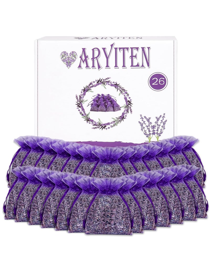 26 Pack French Lavender Sachet Bags 100 Natural French Potpourri Dried Lavender Sachets for Drawers and Closets Strong Smell Fragrance Fresh Scents Home