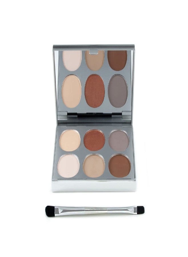 Jerome Alexander New Again Eyeshadow Palette & Brush, 6 Buildable & Blendable Micronized Powder Shades (Basic Choice) - Image 1