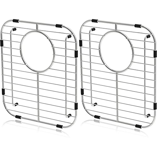 Orgneas Sink Protectors for Kitchen Sink, Universal Double Bowl Sink Bottom Grid 13.2"x11.6"x1.25", 304 Premium Stainless Steel Kitchen Sink Protector Grid Sink Grate Rack Rear Drain 2 Packs - Image 1