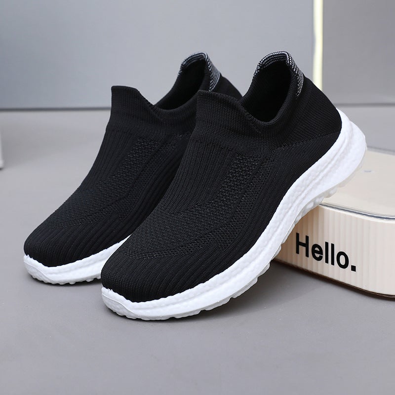 Shoes womens new spring and autumn fashion casual sneaker shoes wholesale breathable trend mesh fly woven sports womens shoes Black [female]] - Image 1