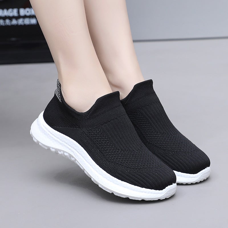 Shoes womens new spring and autumn fashion casual sneaker shoes wholesale breathable trend mesh fly woven sports womens shoes Black [female]] - Image 4