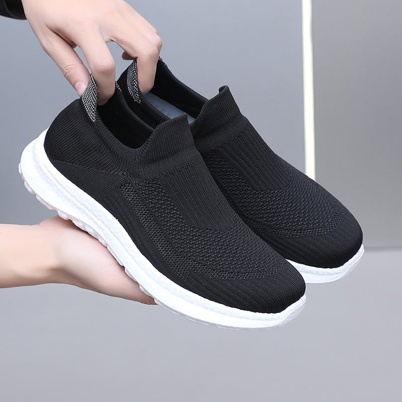 Shoes womens new spring and autumn fashion casual sneaker shoes wholesale breathable trend mesh fly woven sports womens shoes Black [female]] - Image 2
