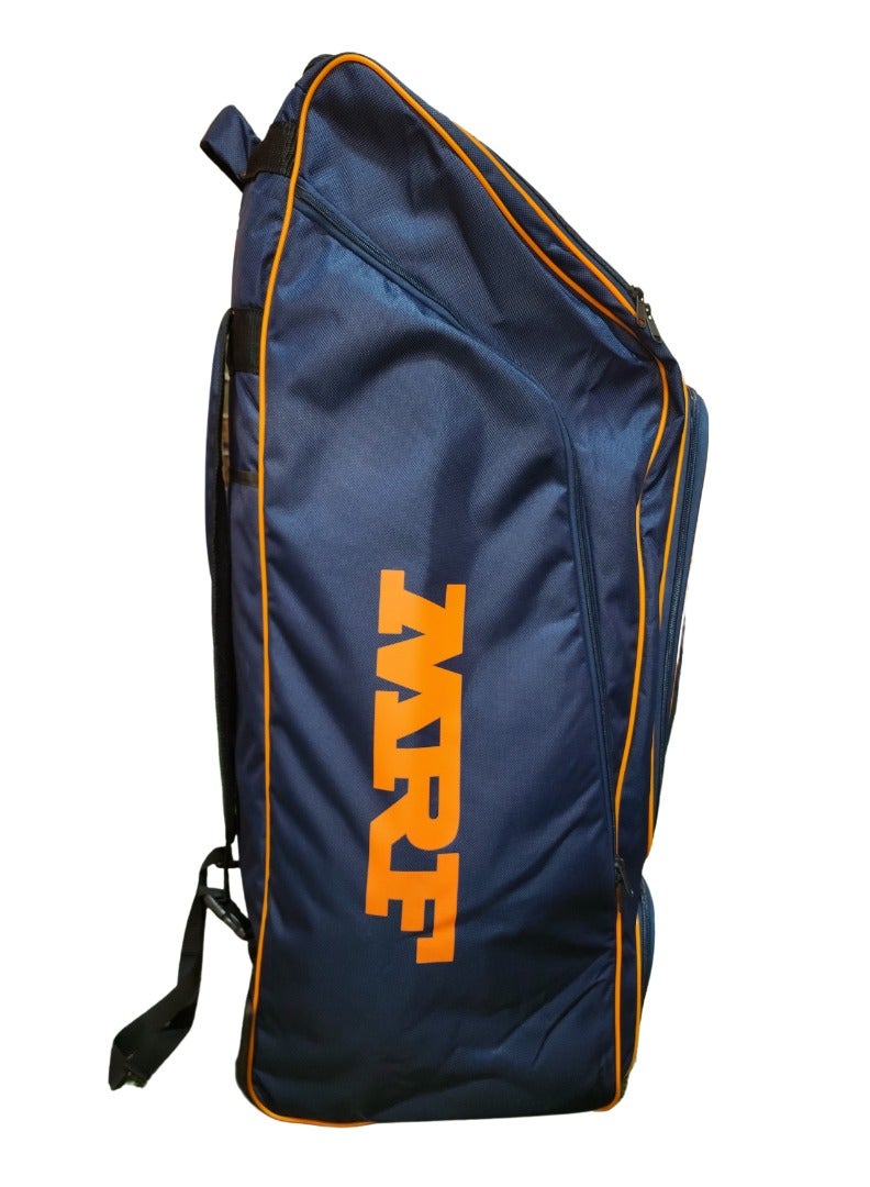 MRF MRF VK 18 Senior Cricket Kit Bag with Wheels – Large Capacity Backpack with Multiple Compartments – Orange Blue  - Image 4