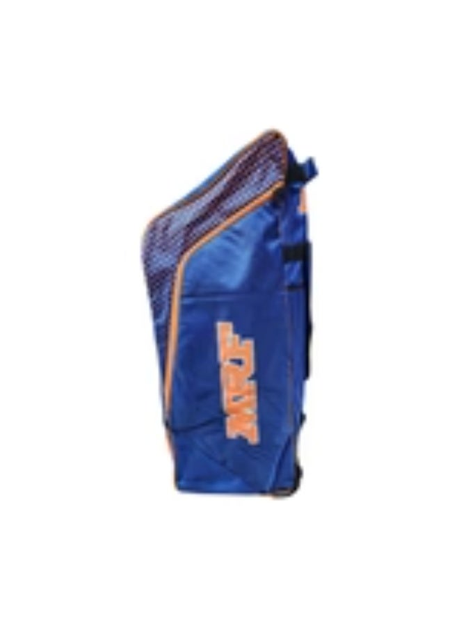 MRF VK 18 Senior Cricket Kit Bag with Wheels – Large Capacity Backpack with Multiple Compartments – Orange Blue - Image 5