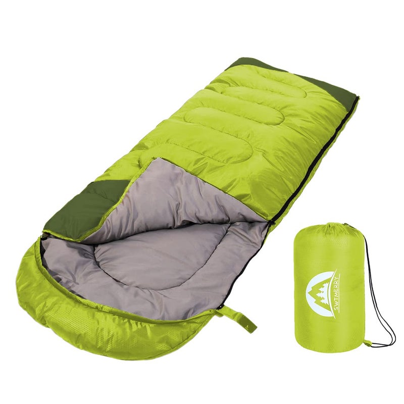 SWTMERRY Sleeping Bag 3 Seasons (Summer, Spring, Fall) Warm & Cool Weather - Lightweight,Waterproof Indoor & Outdoor Use for Kids, Teens & Adults for Camping Hiking, Backpacking and Survival (Green) - Image 1