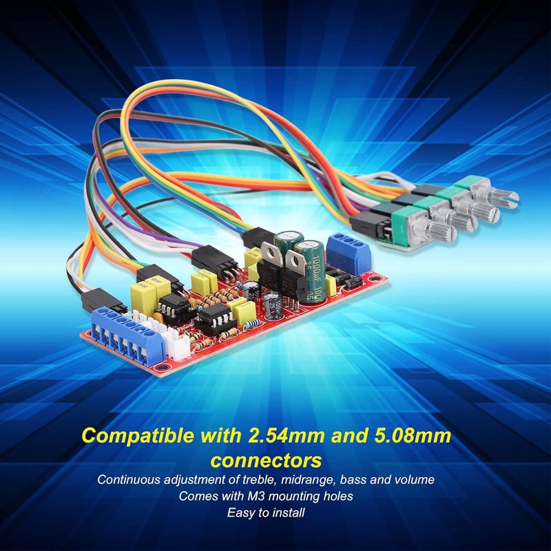 مضخم أولي NE5532، لوحة تحكم في مستوى الصوت PCB، وحدة مضخم طاقة مع تحكم في نغمات الصوت العالي والمتوسط والمنخفض لأنظمة الصوت المختلفة - Image 2