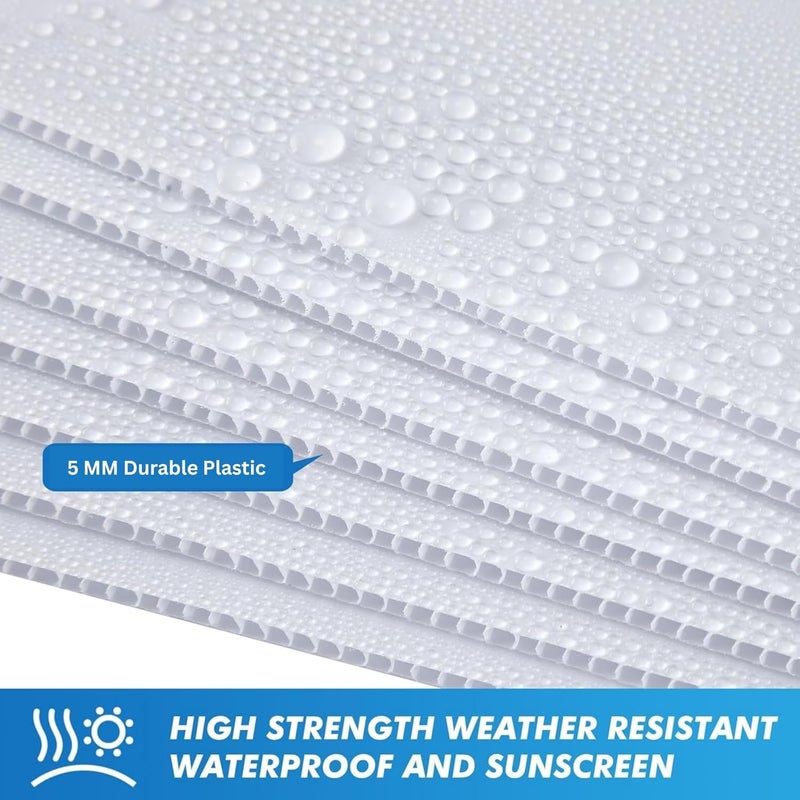 SINGHAL Plastic Corrugated Sheet White, 5mm Thick, 24x39 cm | Multipurpose PP Sheet for DIY Projects, Signage, School Use, Craft, Packaging | Reusable & Waterproof (39x24 CM, 12, Piece) - Image 2