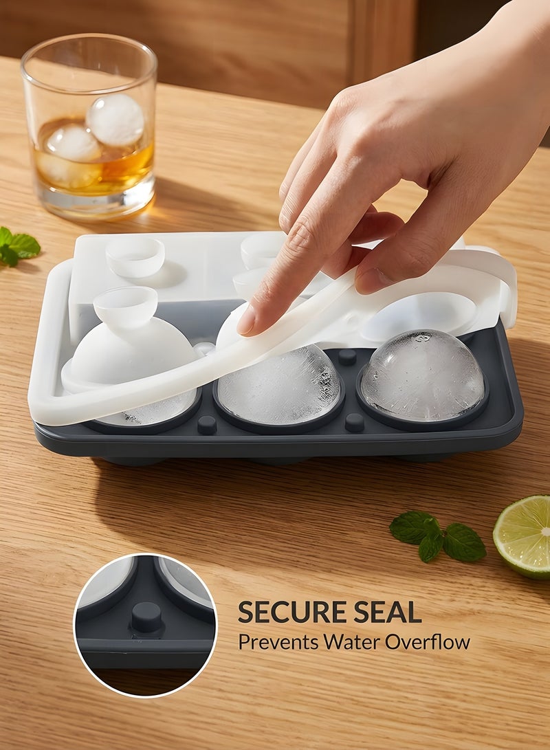 Beauenty Ice Cube Tray, Dual Ice Tray with 3 Large Ice Cubes & 3 Round Ice Sphere Balls, Premium Big Silicone Mold. Easy Release Ice Cube Mold for Juices. Your Perfect Beverage Cooler. - Image 2