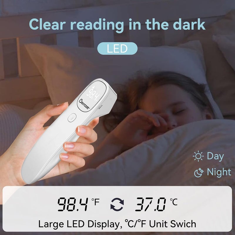 Berrcom Non Contact Infrared Thermometer Digital Forehead Thermometer for Adults and Kids Temperature Thermometer 3 in 1 with Fever Alert Touchless Baby Thermometer Large LED Display - Image 4