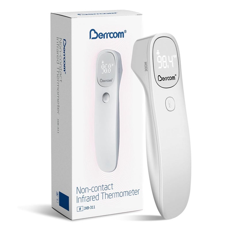 Berrcom Non Contact Infrared Thermometer Digital Forehead Thermometer for Adults and Kids Temperature Thermometer 3 in 1 with Fever Alert Touchless Baby Thermometer Large LED Display - Image 1
