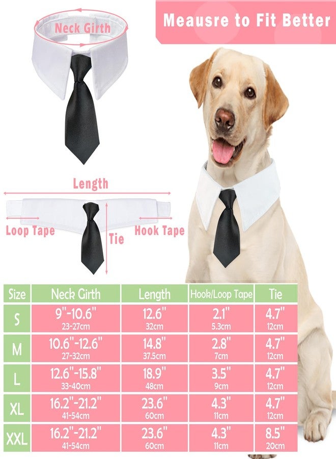 Koolmox Necktie, Formal Tie and Suit White Collar With Handcrafted Adjustable Closure Tape, Wedding Valentines Collars for Medium Large Male Boy Dogs, Black - Image 2