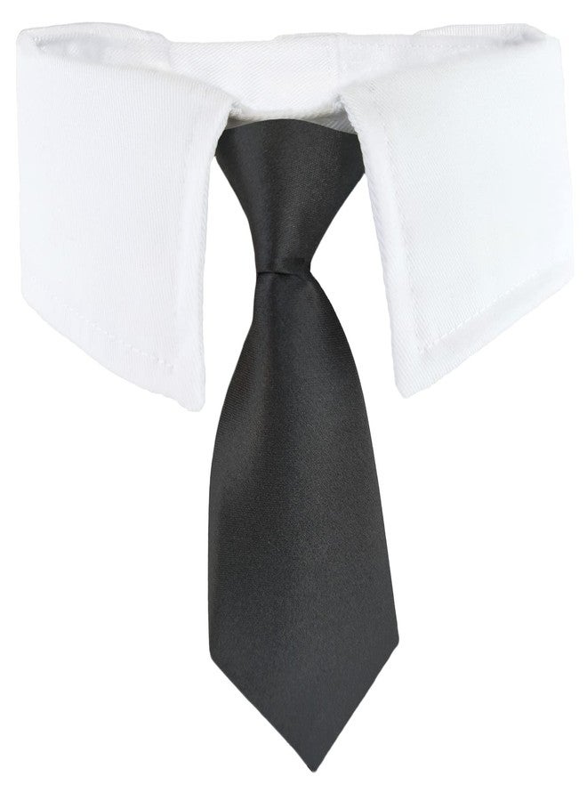 Koolmox Necktie, Formal Tie and Suit White Collar With Handcrafted Adjustable Closure Tape, Wedding Valentines Collars for Medium Large Male Boy Dogs, Black - Image 1