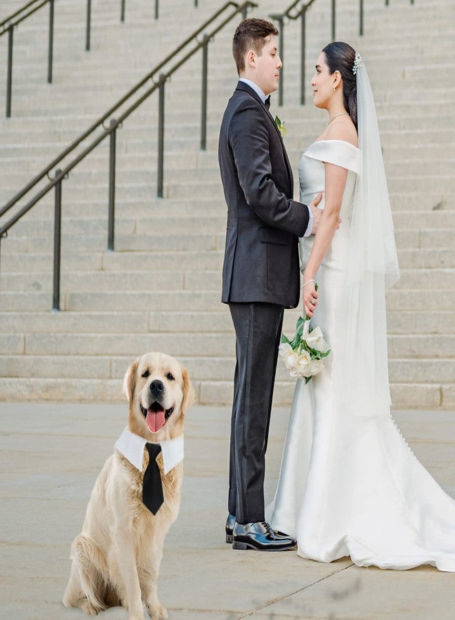 Koolmox Necktie, Formal Tie and Suit White Collar With Handcrafted Adjustable Closure Tape, Wedding Valentines Collars for Medium Large Male Boy Dogs, Black - Image 4