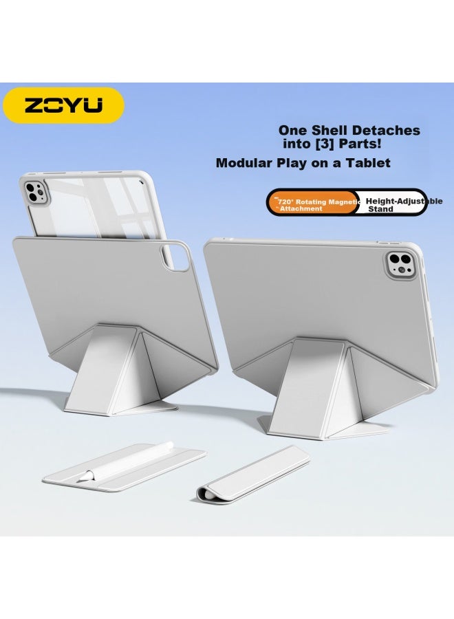 Zoyu Compatible With A16 Chip Ipad 11/10 Protective Case Magnetic Detachable Elevated Stand Tablet Cover Haze Gray - Image 1