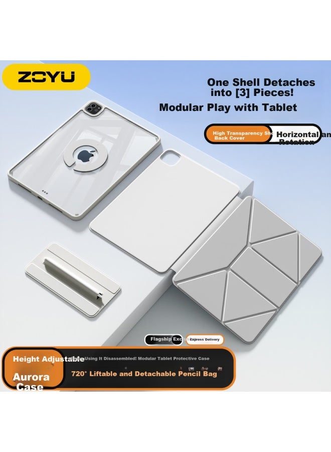 Zoyu Compatible With A16 Chip Ipad 11/10 Protective Case Magnetic Detachable Elevated Stand Tablet Cover Haze Gray - Image 3