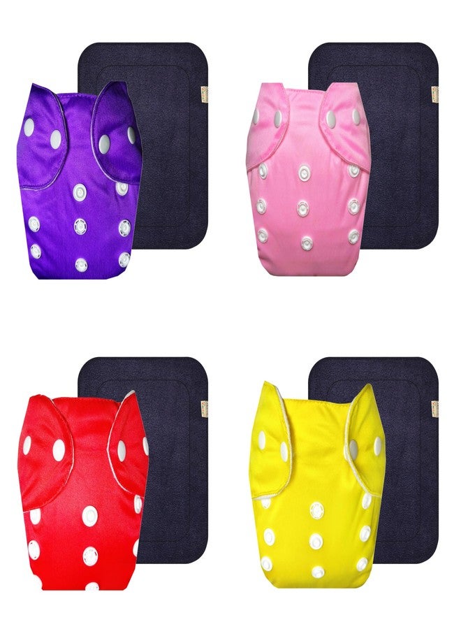 Dumbledo Lite Cloth Diaper with Gray Insert (Pack of 4) | Soft & Gentle | Breathable | Adjustable Snaps | Designed by Moms | 3 Months - 2 Years | Unisex Baby - Image 1