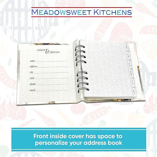Meadowsweet Kitchens Address Book - Black Agate Design with Alphabetical Tabs & Removable Entry Cards - Image 2