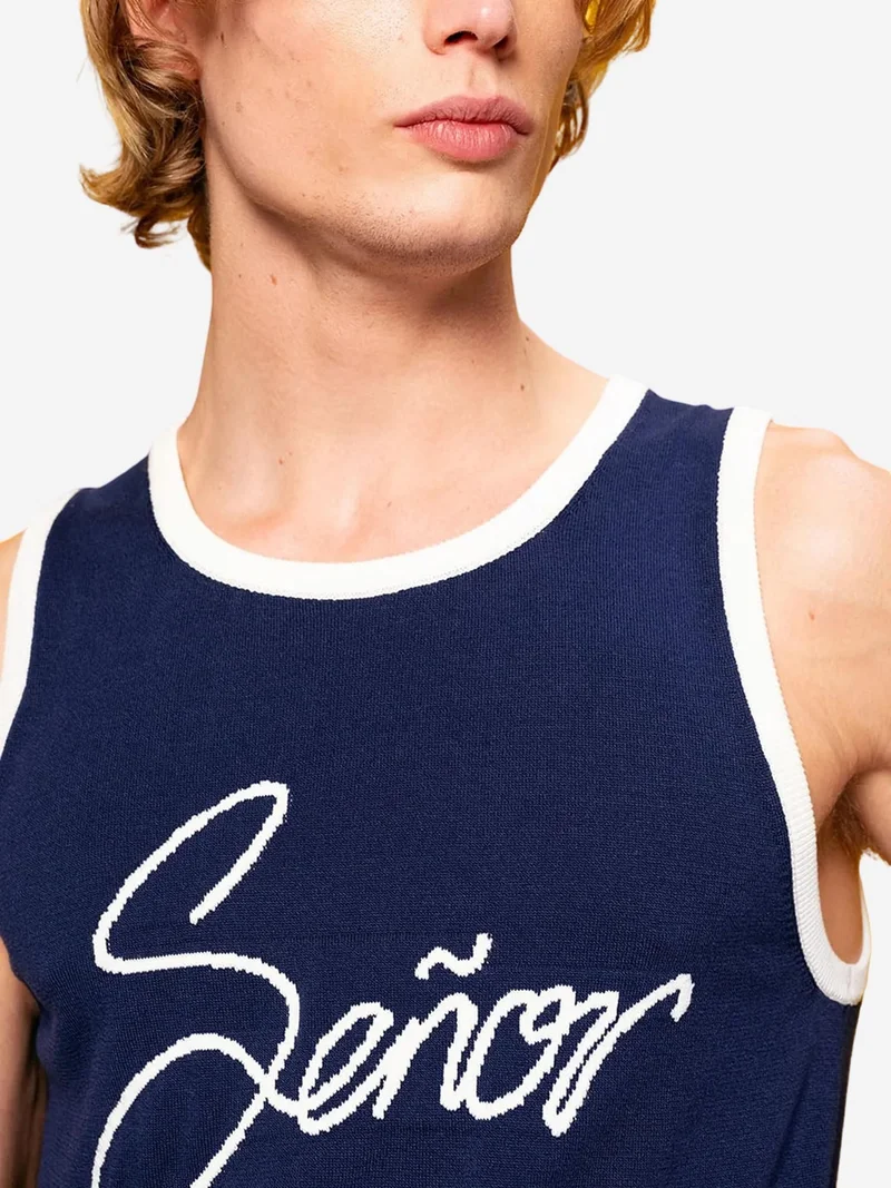 Giesto Navy Blue GIESTO Slim Fit Sleeveless Crew Neck Cotton T-Shirt for Men | Best Price UAE