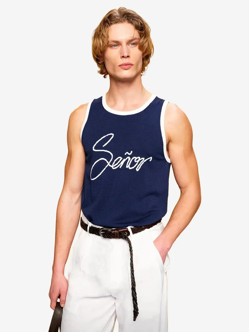 جيستو GIESTO Slim Fit Sleeveless Crew Neck Cotton T-Shirt