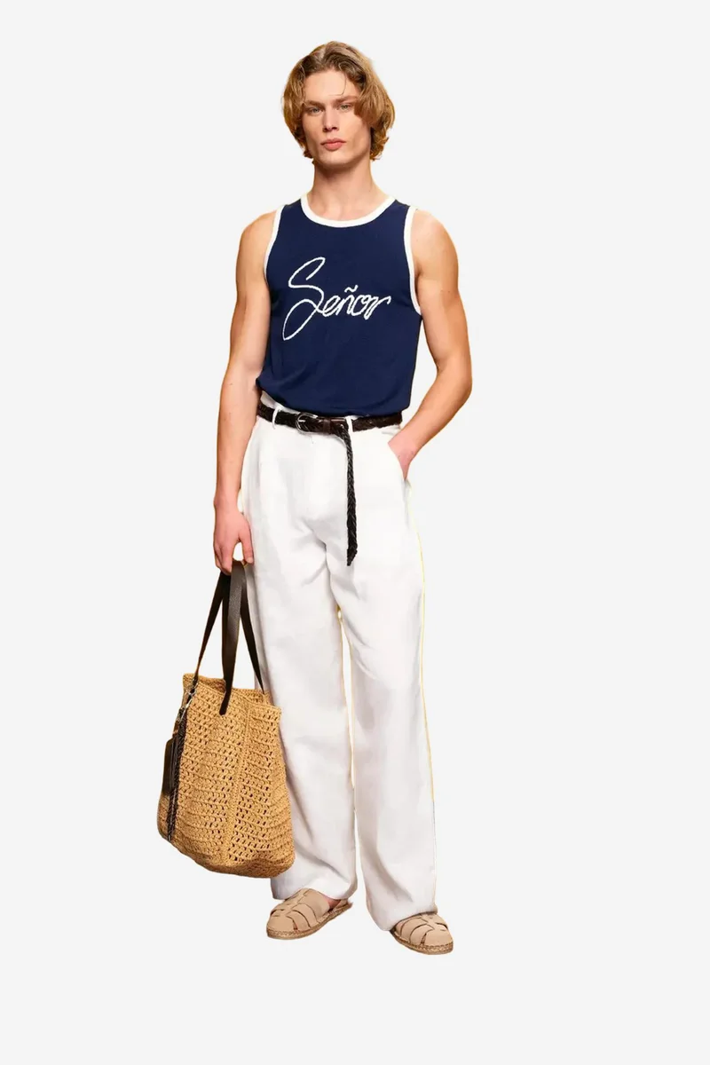 Giesto Navy Blue GIESTO Slim Fit Sleeveless Crew Neck Cotton T-Shirt for Men | Best Price UAE