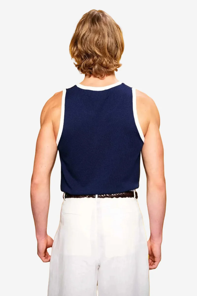 Giesto Navy Blue GIESTO Slim Fit Sleeveless Crew Neck Cotton T-Shirt for Men | Best Price UAE