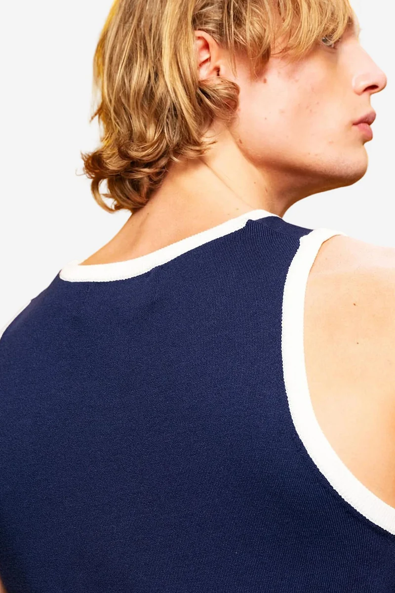 Giesto Navy Blue GIESTO Slim Fit Sleeveless Crew Neck Cotton T-Shirt for Men | Best Price UAE