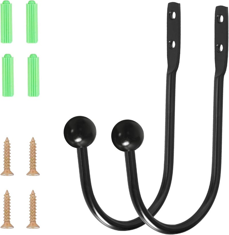 HEMOUR Curtain Holdback, 4 Pcs Wall Mounted Drapery Tiebacks with Screws, Heavy Duty Metal Decorative Window Drapery Holder Curtain Hook, Black - Image 2
