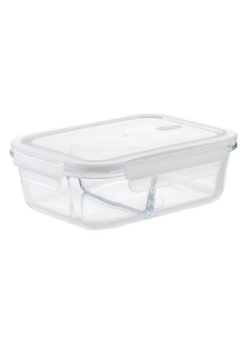 Yuwell 1 Piece Glass Meal Prep Containers Glass Food Storage Containers With Lids, Glass Lunch Box, Portion Control, Airtight Container Glass Bento Box Lunch 840 ML Food Container Inside Two Portion Box With SteamVent  Control Air Circulation - Image 1