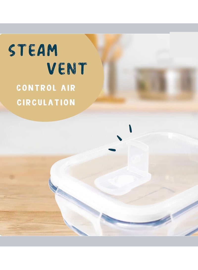 Yuwell 1 Piece Glass Meal Prep Containers Glass Food Storage Containers With Lids, Glass Lunch Box, Portion Control, Airtight Container Glass Bento Box Lunch 840 ML Food Container Inside Two Portion Box With SteamVent  Control Air Circulation - Image 2