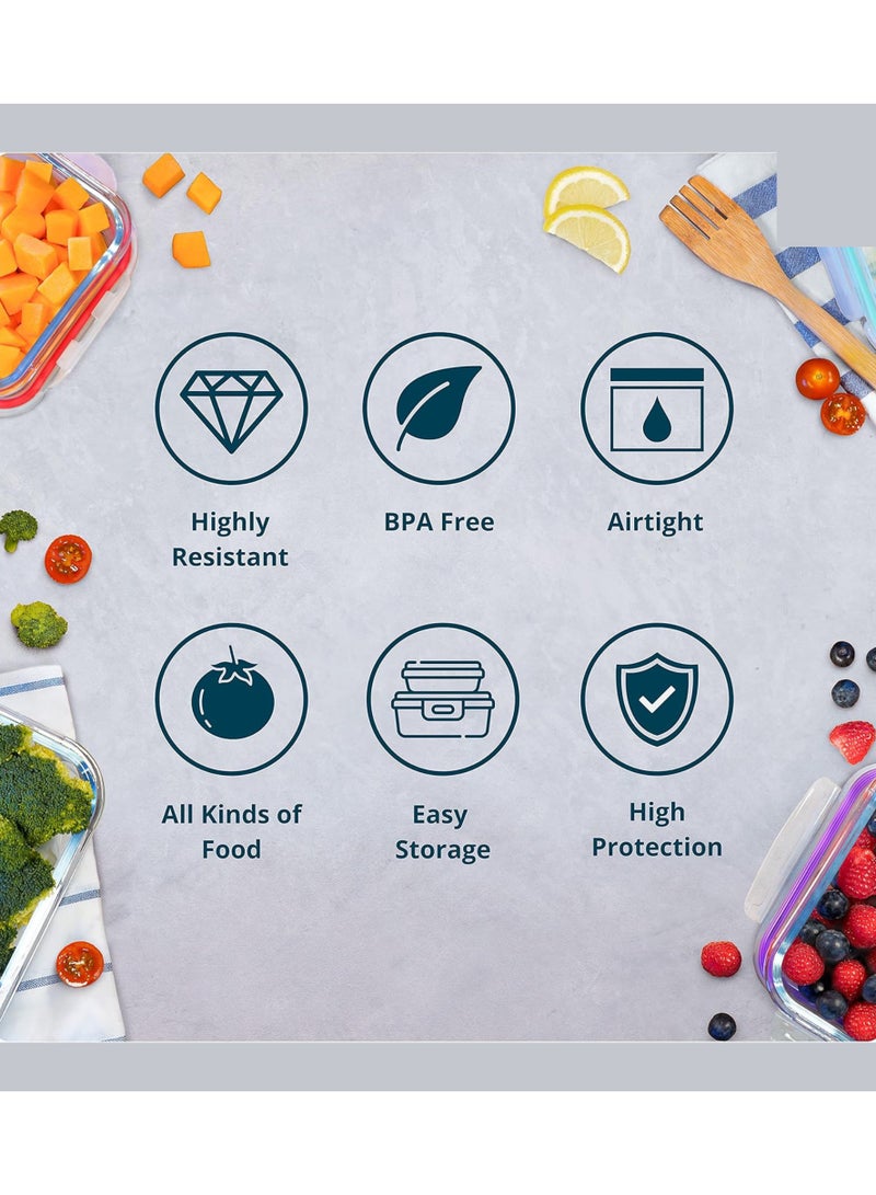 Yuwell 1 Piece Glass Meal Prep Containers Glass Food Storage Containers With Lids, Glass Lunch Box, Portion Control, Airtight Container Glass Bento Box Lunch 840 ML Food Container Inside Two Portion Box With SteamVent  Control Air Circulation - Image 5